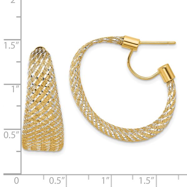 Leslie's 14K Two-tone Braided Mesh Stretch Post Hoop Earrings Image 4 Spath Jewelers Bartow, FL