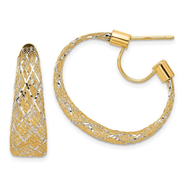 Leslie's 14K Two-tone Braided Mesh Stretch Post Hoop Earrings J. West Jewelers Round Rock, TX