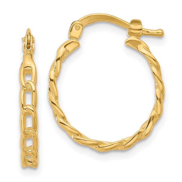 Leslie's 14K Polished Curb Link Design Hoop Earrings James Douglas Jewelers LLC Monroeville, PA