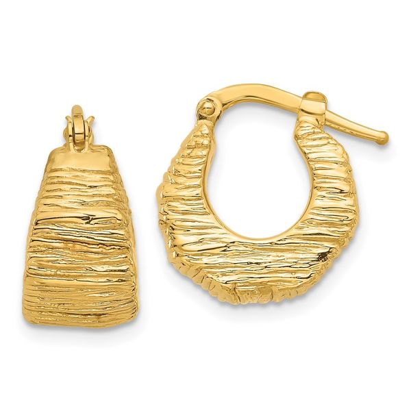 Leslie's 14K Polished and Textured Hoop Earrings Cone Jewelers Carlsbad, NM