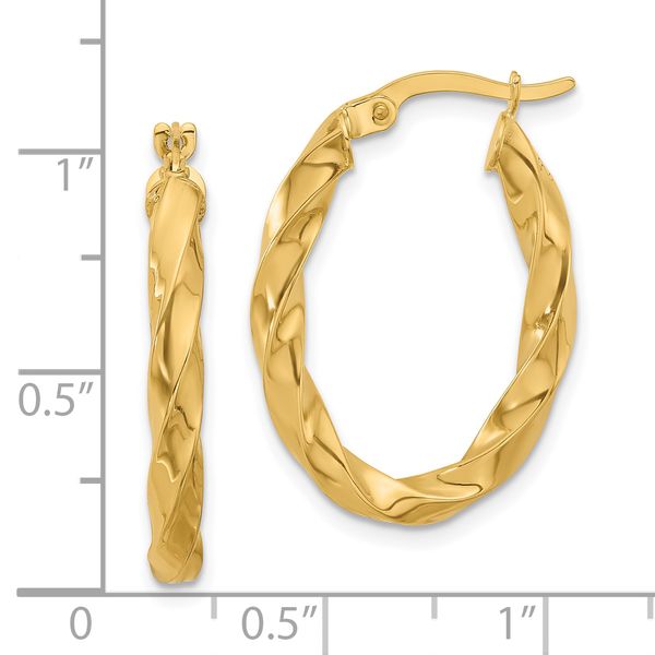 Leslie's 14K Polished Twisted Oval Hoop Earrings Image 4 S.E. Needham Jewelers Logan, UT