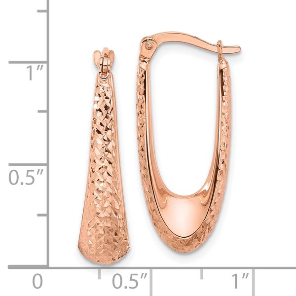 Leslie's 14K Rose Gold Polished and Diamond-cut Hoop Earrings Image 4 Spath Jewelers Bartow, FL