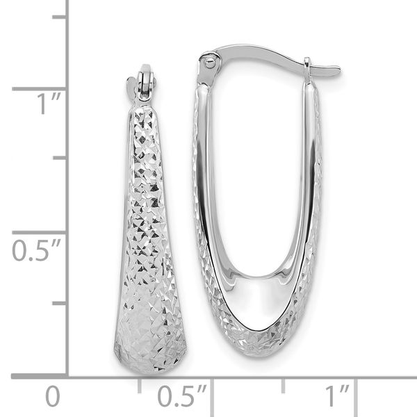 Leslie's 14K White Gold Polished and Diamond-cut Hoop Earrings Image 4 Spath Jewelers Bartow, FL