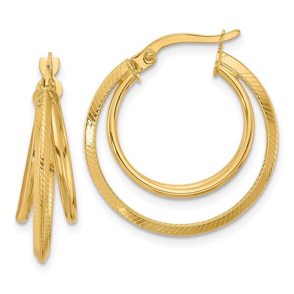 Leslie's 14K Polished and Textured Triple Row Hoop Earrings The Hills Jewelry LLC Worthington, OH