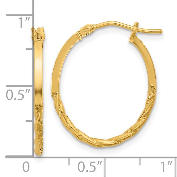 Leslie's 14K Polished Twist Oval Hoop Earrings Image 4 Z's Fine Jewelry Peoria, AZ