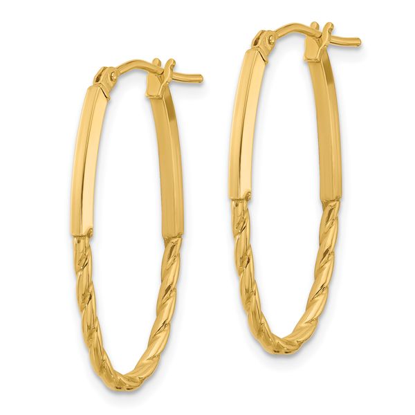 Leslie's 14K Polished Oval Hoop Earrings Image 2 Gaines Jewelry Flint, MI