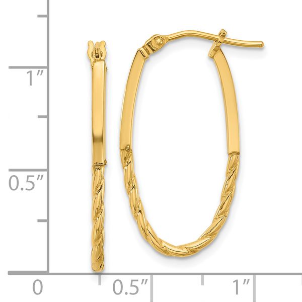 Leslie's 14K Polished Oval Hoop Earrings Image 4 Thomas A. Davis Jewelers Holland, MI