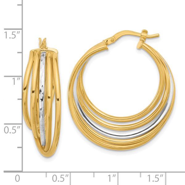 Leslie's 14K w/White Rhodium Polished and D/C Fancy Hoop Earrings Image 4 James Douglas Jewelers LLC Monroeville, PA