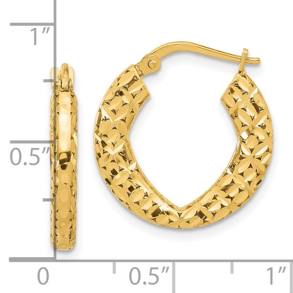 Leslie's 14k Polished and D/C Hoop Earrings Image 4 Gaines Jewelry Flint, MI