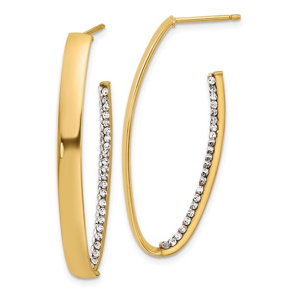Leslie's 14K Polished with Crystals J-Hoop Drop Post Earrings Graham Jewelers Wayzata, MN