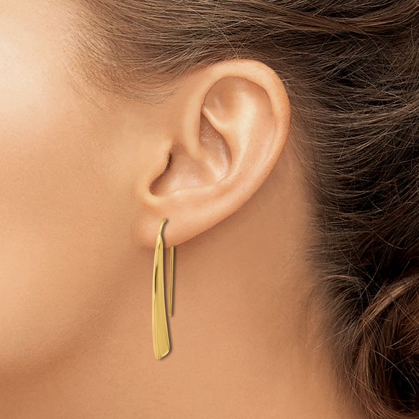 Leslie's 14K Polished Drop Bar Threader Earrings Image 3 Jewelry Design Studio Jensen Beach, FL