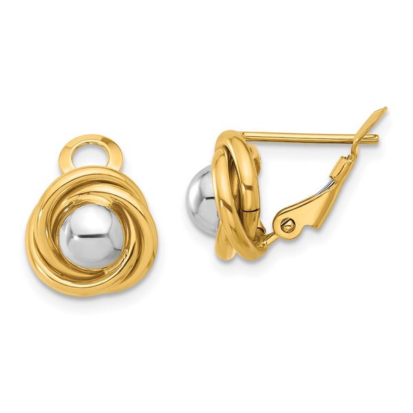 Leslie's 14K Two-tone Polished Omega Back Earrings Graham Jewelers Wayzata, MN