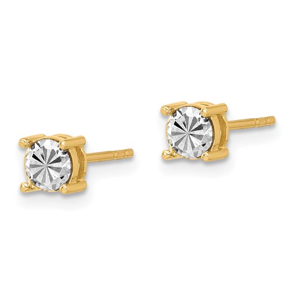 Leslie's 14K w/Rhodium Polished and D/C Post Earrings Image 2 Conti Jewelers Endwell, NY