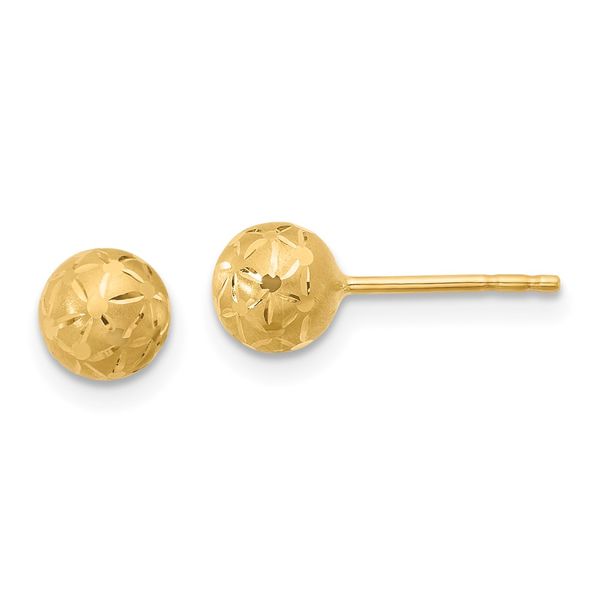 Leslie's 14K Polished/Satin and Diamond-cut Ball Post Earrings Thurber's Fine Jewelry Wadsworth, OH