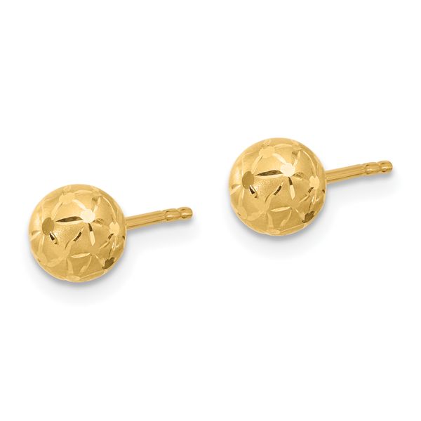 Leslie's 14K Polished/Satin and Diamond-cut Ball Post Earrings Image 2 Valentine's Fine Jewelry Dallas, PA