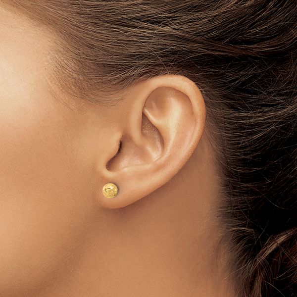 Leslie's 14K Polished/Satin and Diamond-cut Ball Post Earrings Image 3 Spath Jewelers Bartow, FL