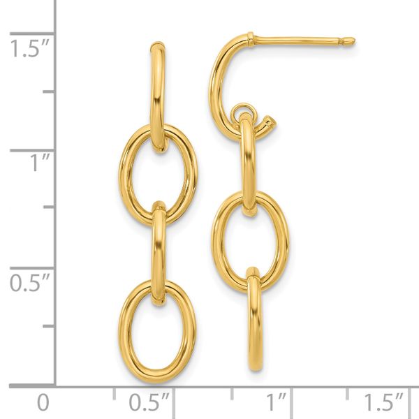 Leslie's 14K Polished Triple Circle Link Dangle Post Earrings Image 4 John E. Koller Jewelry Designs Owasso, OK