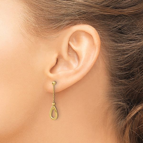 Leslie's 14k Polished Teardrop Dangle Post Earrings Image 3 Biondi Diamond Jewelers Aurora, CO