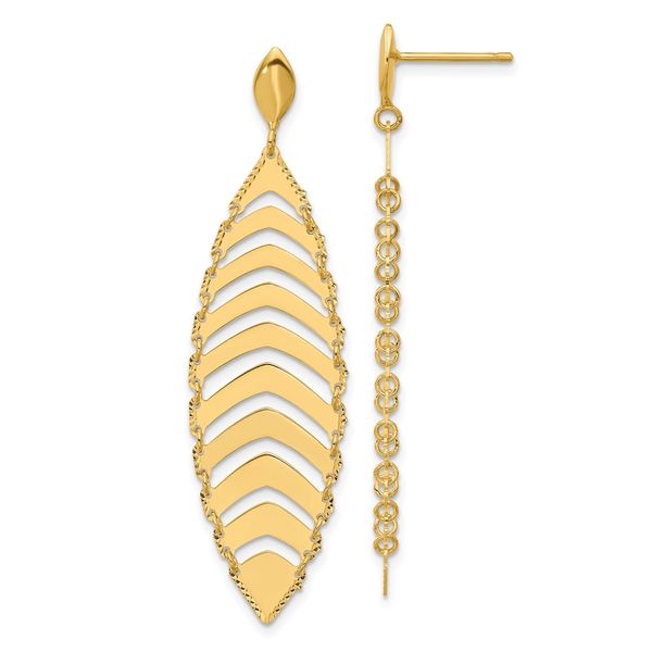 Leslie's 14k Polished D/C Post Dangle Leaf Earrings Ask Design Jewelers Olean, NY