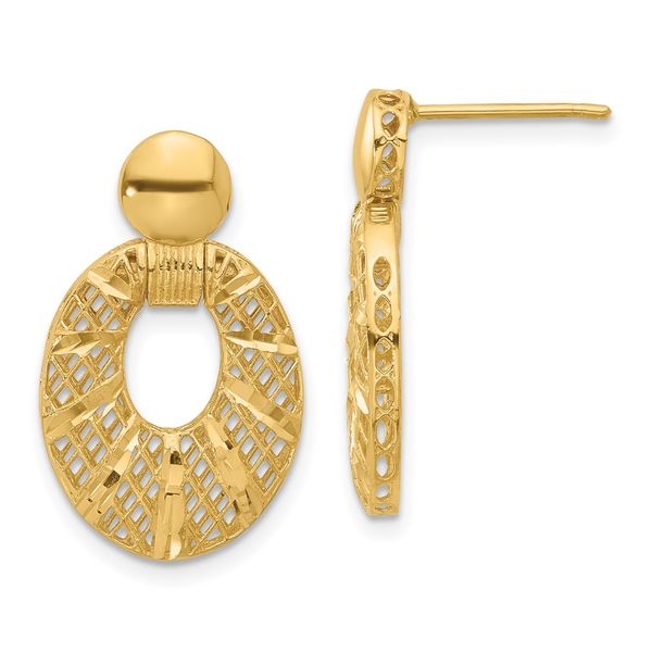 Leslie's 14k Polished D/C Oval Post Dangle Earrings Chandlee Jewelers Athens, GA