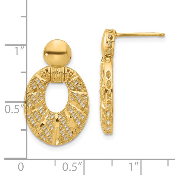 Leslie's 14k Polished D/C Oval Post Dangle Earrings Image 4 Van Scoy Jewelers Wyomissing, PA