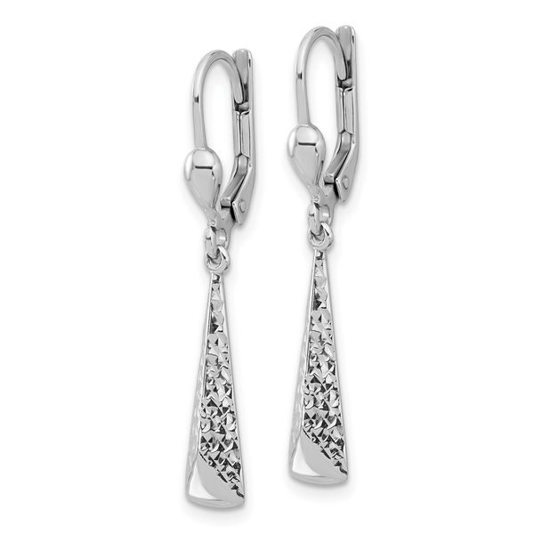 Leslie's 14K White Gold Polished/Diamond-cut Dangle Leverback Earrings Image 2 Conti Jewelers Endwell, NY