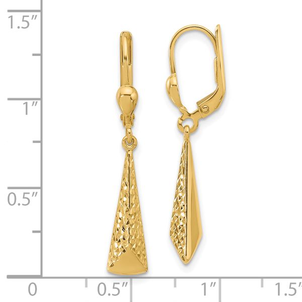 Leslie's 14K Polished and Diamond-cut Dangle Leverback Earrings Image 4 Spath Jewelers Bartow, FL