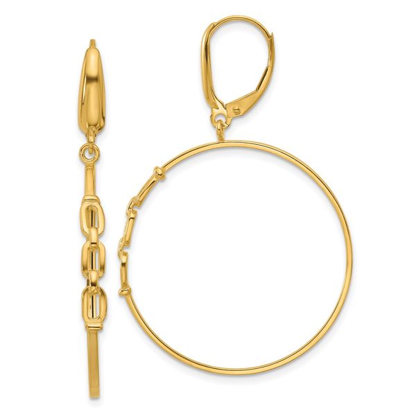 Leslie's 14K Polished Link Design Leverback Hoop Earrings Chandlee Jewelers Athens, GA