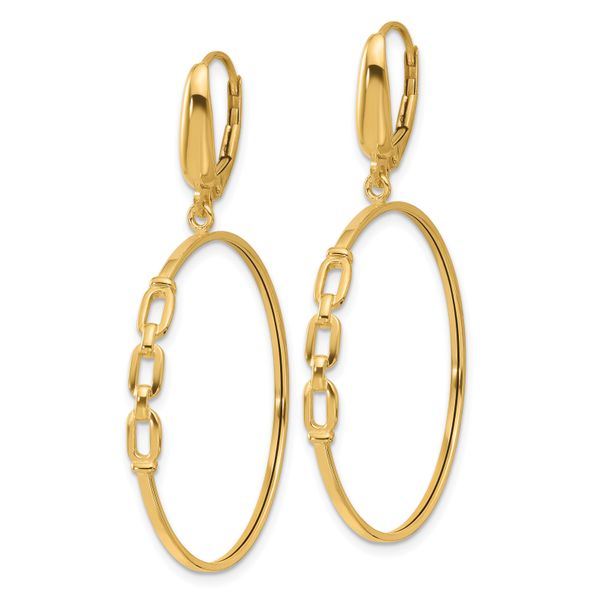 Leslie's 14K Polished Link Design Leverback Hoop Earrings Image 2 A. C. Jewelers LLC Smithfield, RI