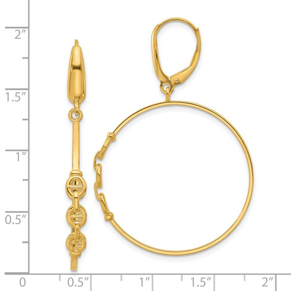 Leslie's 14K Polished Link Design Leverback Hoop Earrings Image 4 Carroll's Jewelers Doylestown, PA