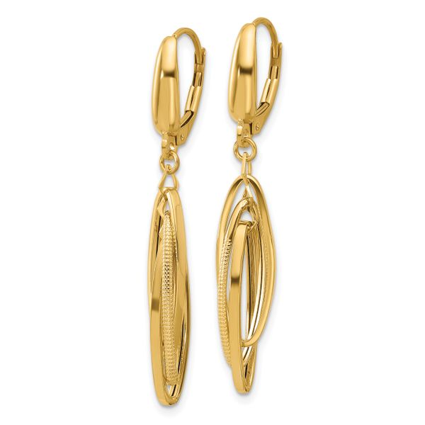Leslie's 14K Polished/Textured Triple Oval Dangle Earrings Image 2 W.P. Shelton Jewelers Ocean Springs, MS