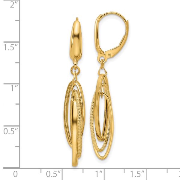 Leslie's 14K Polished/Textured Triple Oval Dangle Earrings Image 4 Morin Jewelers Southbridge, MA