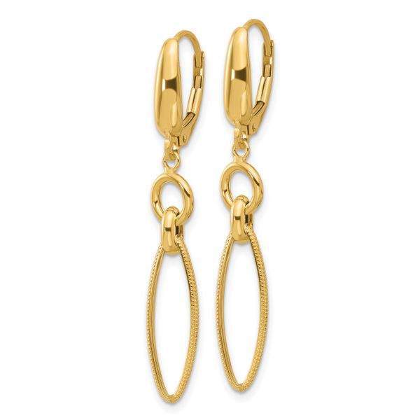 Leslie's 14K Polished/Textured Dangle Earrings Image 2 Ask Design Jewelers Olean, NY