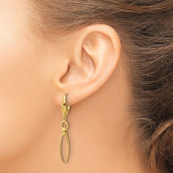 Leslie's 14K Polished/Textured Dangle Earrings Image 3 W.P. Shelton Jewelers Ocean Springs, MS