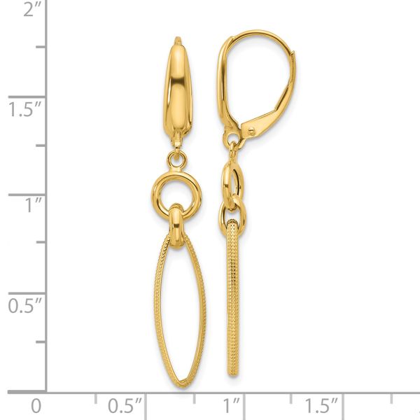 Leslie's 14K Polished/Textured Dangle Earrings Image 4 Gaines Jewelry Flint, MI