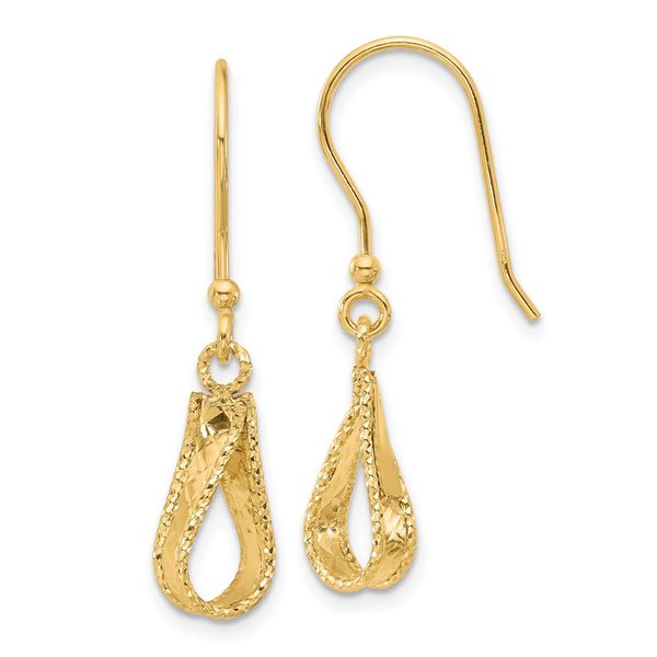 Leslie's 14K Polished and Diamond-cut Dangle Earrings Spath Jewelers Bartow, FL