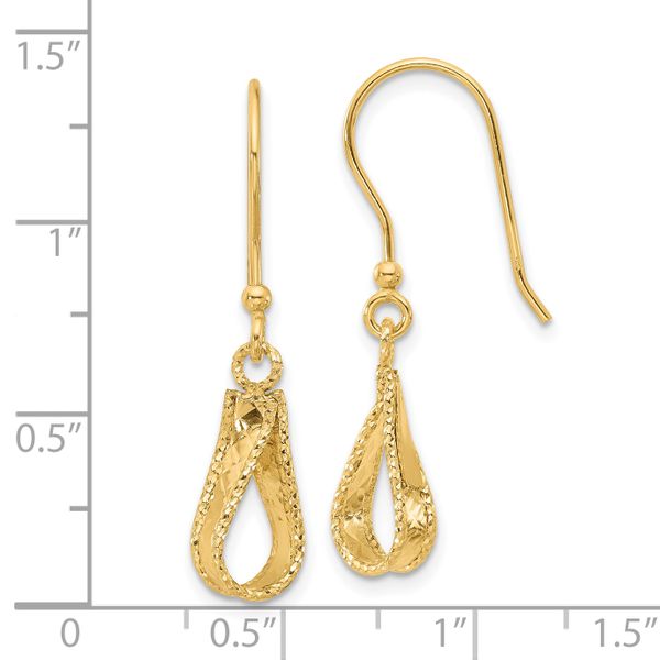 Leslie's 14K Polished and Diamond-cut Dangle Earrings Image 4 Cone Jewelers Carlsbad, NM
