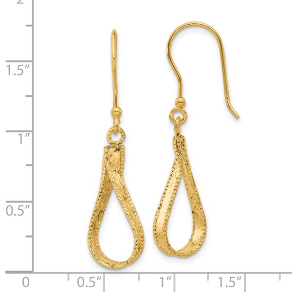 Leslie's 14K Polished and Diamond-cut Dangle Earrings Image 4 JMR Jewelers Cooper City, FL