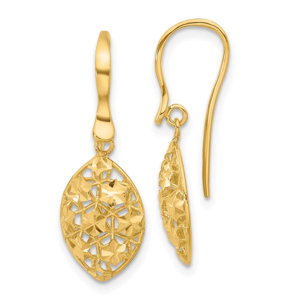 Leslie's 14k Polished D/C Shepherd Hook Dangle Earrings Peran & Scannell Jewelers Houston, TX
