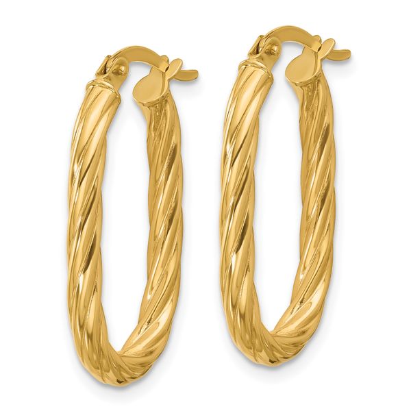 Leslie's 14K Polished Twisted Oval Hoop Earrings Image 2 Conti Jewelers Endwell, NY