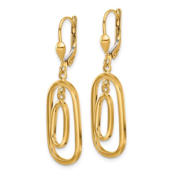 Leslie's 14K Polished Ovals Dangle Leverback Earrings Image 2 Thurber's Fine Jewelry Wadsworth, OH