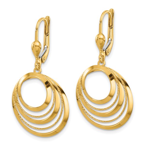 Leslie's 14K Polished and Diamond-cut Circles Dangle Leverback Earrings Image 2 Conti Jewelers Endwell, NY