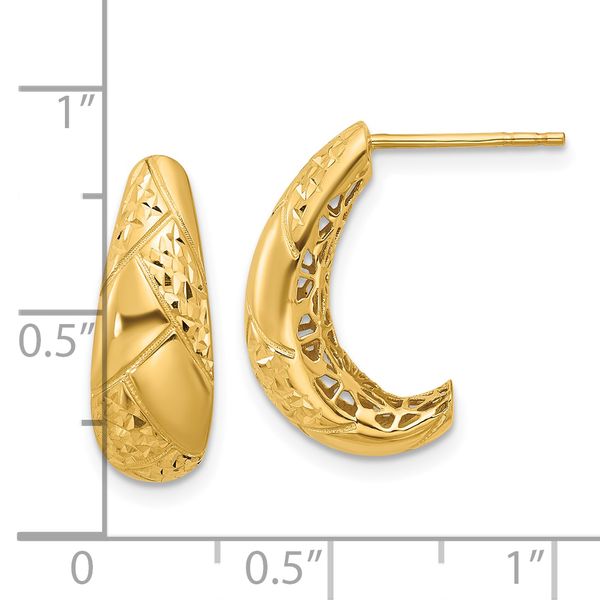 Leslie's 14K Polished and Diamond-cut J-Hoop Earrings Image 3 Van Scoy Jewelers Wyomissing, PA