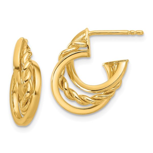 Leslie's 14K Polished Twisted J-Hoop Post Earrings Alexander Fine Jewelers Fort Gratiot, MI