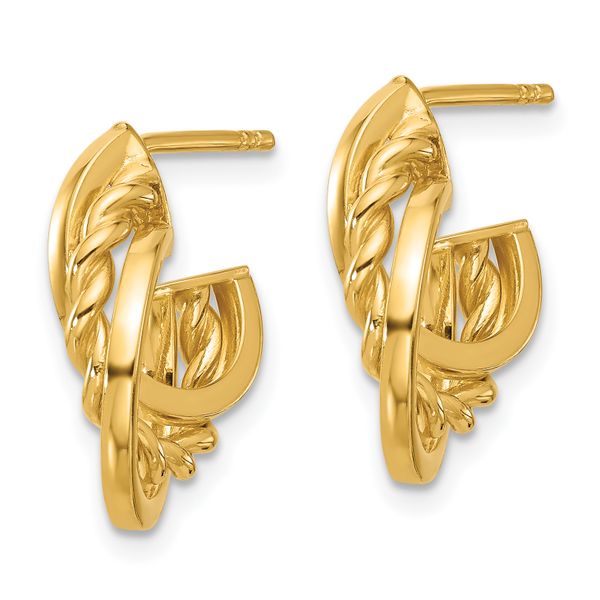 Leslie's 14K Polished Twisted J-Hoop Post Earrings Image 2 John E. Koller Jewelry Designs Owasso, OK