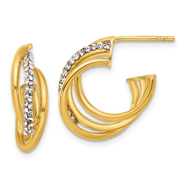 Leslie's 14K Polished Crystal J-Hoop Post Earrings Dondero's Jewelry Vineland, NJ