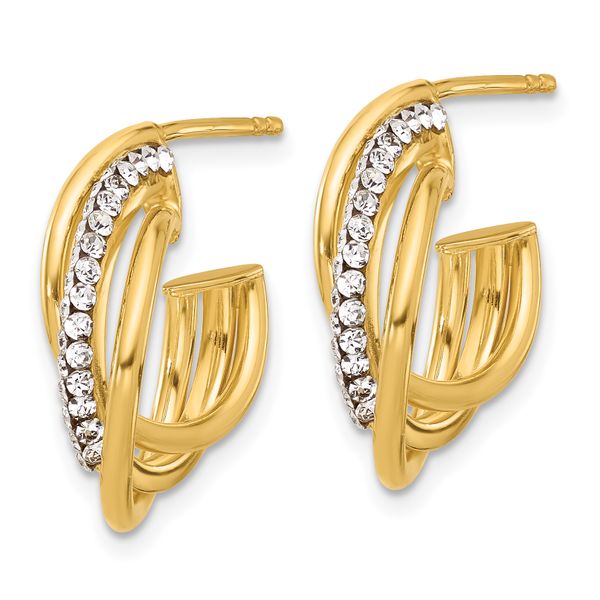 Leslie's 14K Polished Crystal J-Hoop Post Earrings Image 2 Galicia Fine Jewelers Scottsdale, AZ
