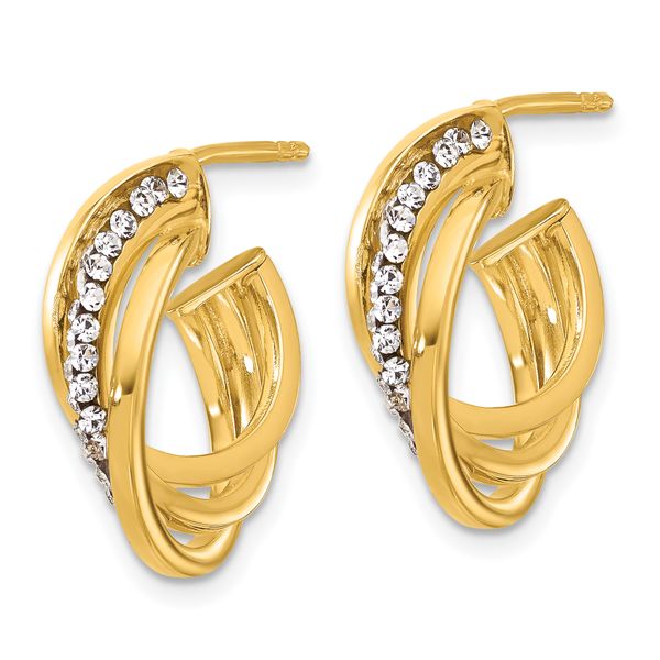 Leslie's 14K Polished Crystal J-Hoop Post Earrings Image 2 The Hills Jewelry LLC Worthington, OH