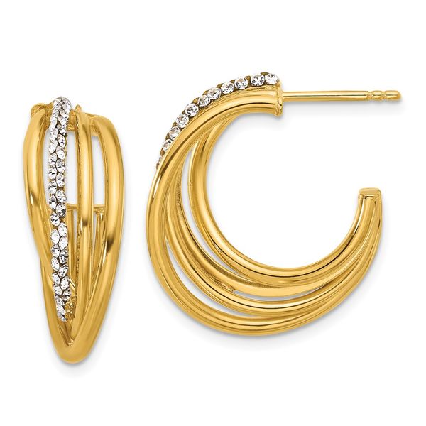 14K Polished Crystal J-Hoop Post Earrings Johnson Jewellers Lindsay, ON