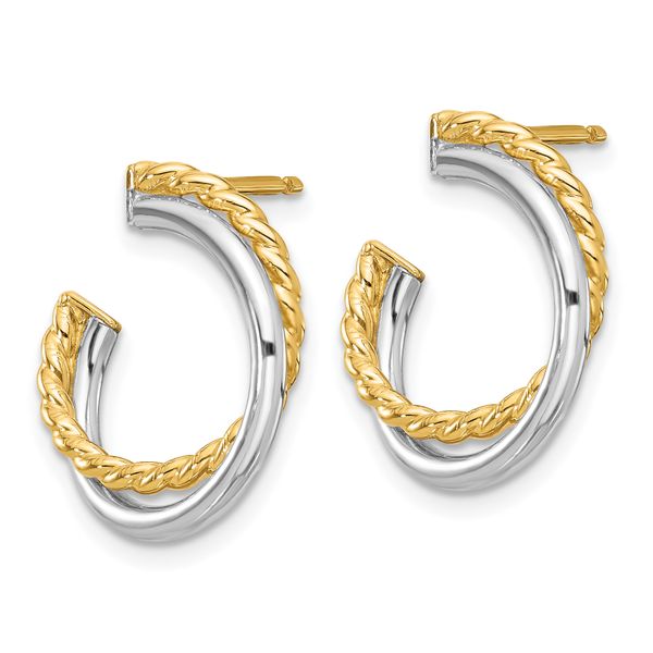 Leslie's 14K W/White Rhodium Polished and Twisted Post Earrings Image 2 Graham Jewelers Wayzata, MN